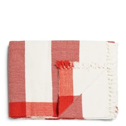 Daylesford Organic Abbey Stripe Blanket Fox Red- Throws & Cushions