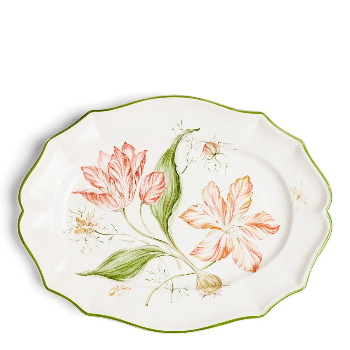 Daylesford Organic Daylesford x Colefax Quince Garden Serving Plate With Pink Tulips- Tableware