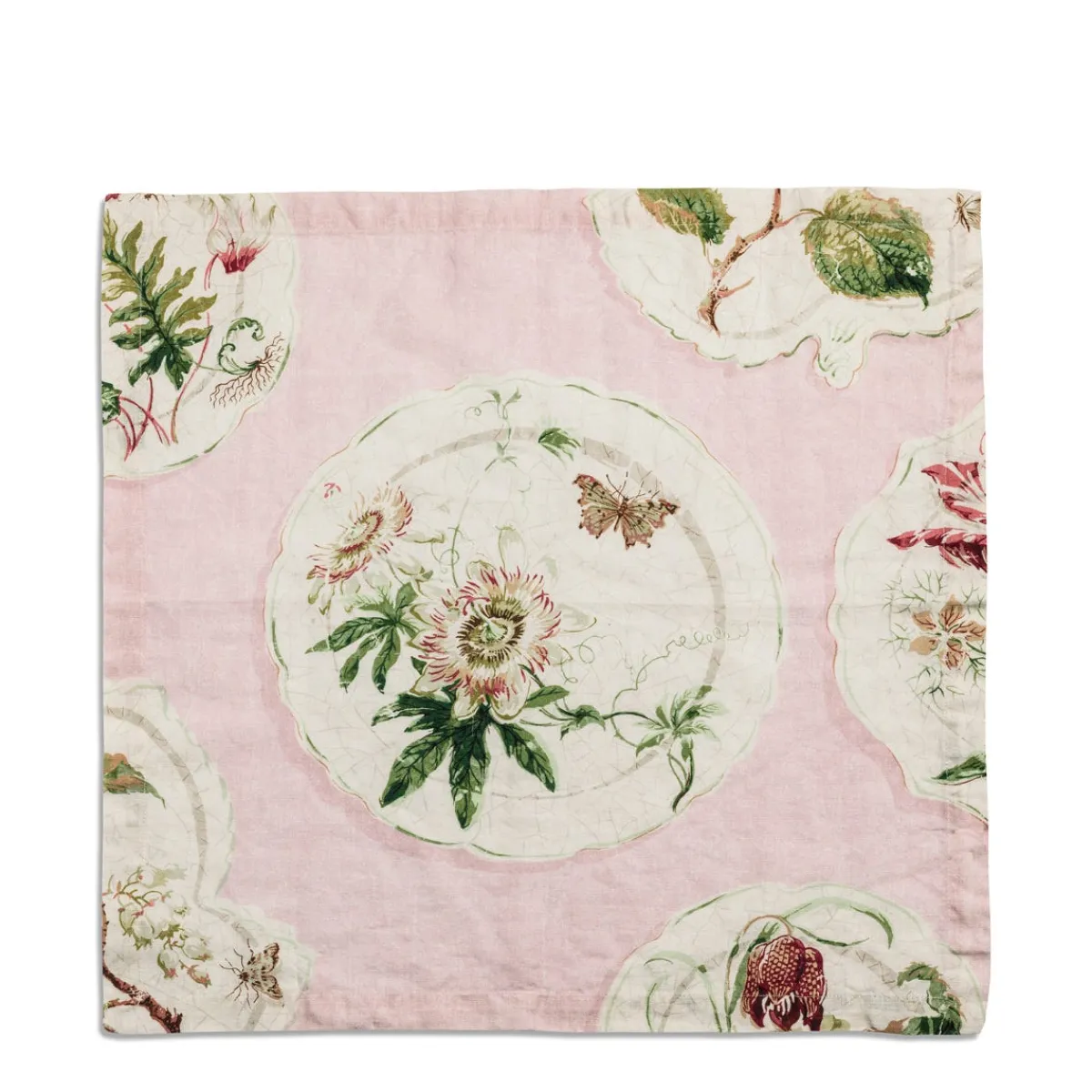 Daylesford Organic Daylesford X Colefax Quince Garden Napkin in Pink with Passion Flower- Table Linen|Tableware