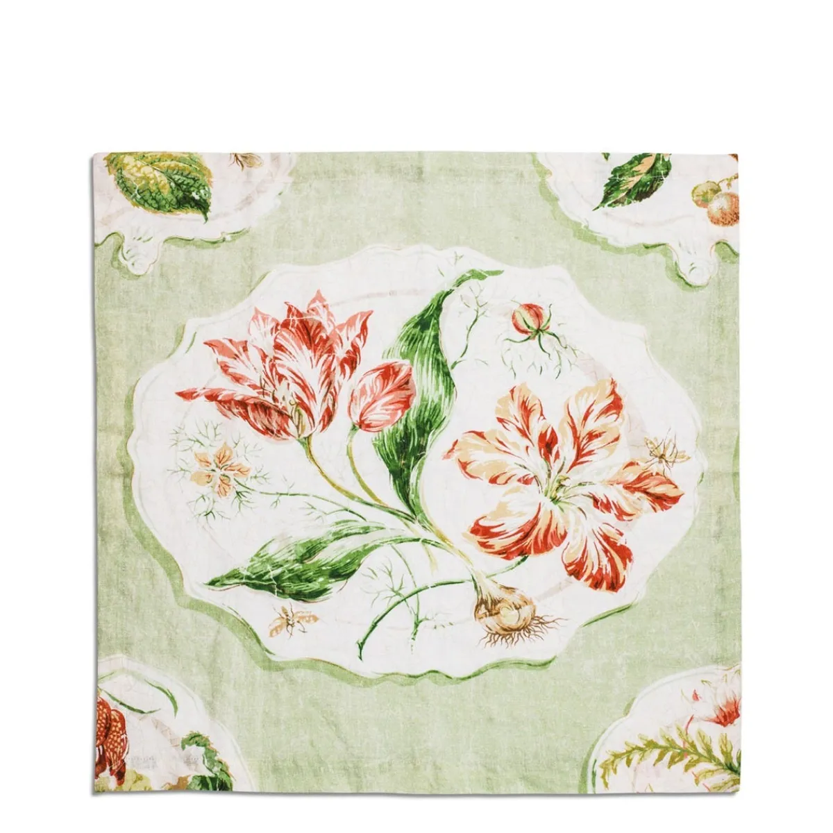 Daylesford Organic Daylesford x Colefax Quince Garden Napkin in Green With Tulips- Table Linen|Tableware