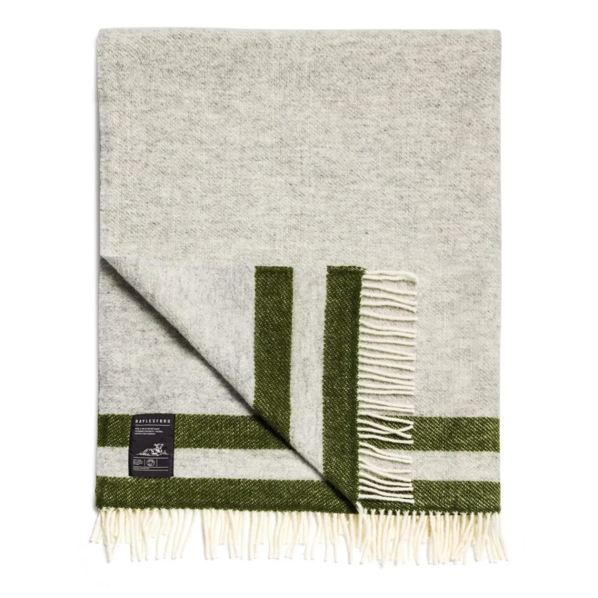 Daylesford Organic Elmstead Wool Throw Double Stripe Grey- Throws & Cushions