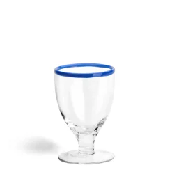 Daylesford Organic Idbury Wine Glass Blue Rim- Glassware|Tableware