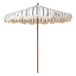 Daylesford Organic Market Umbrella Black Stripe- Garden Furniture