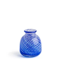 Daylesford Organic Miro Royal Blue Spiral Stripe Vase- Vases & Flowers|Vases