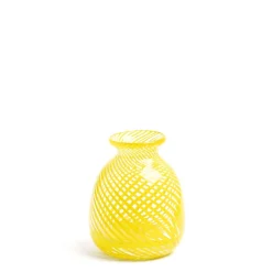 Daylesford Organic Miro Yellow Spiral Stripe Vase- Vases & Flowers|Vases