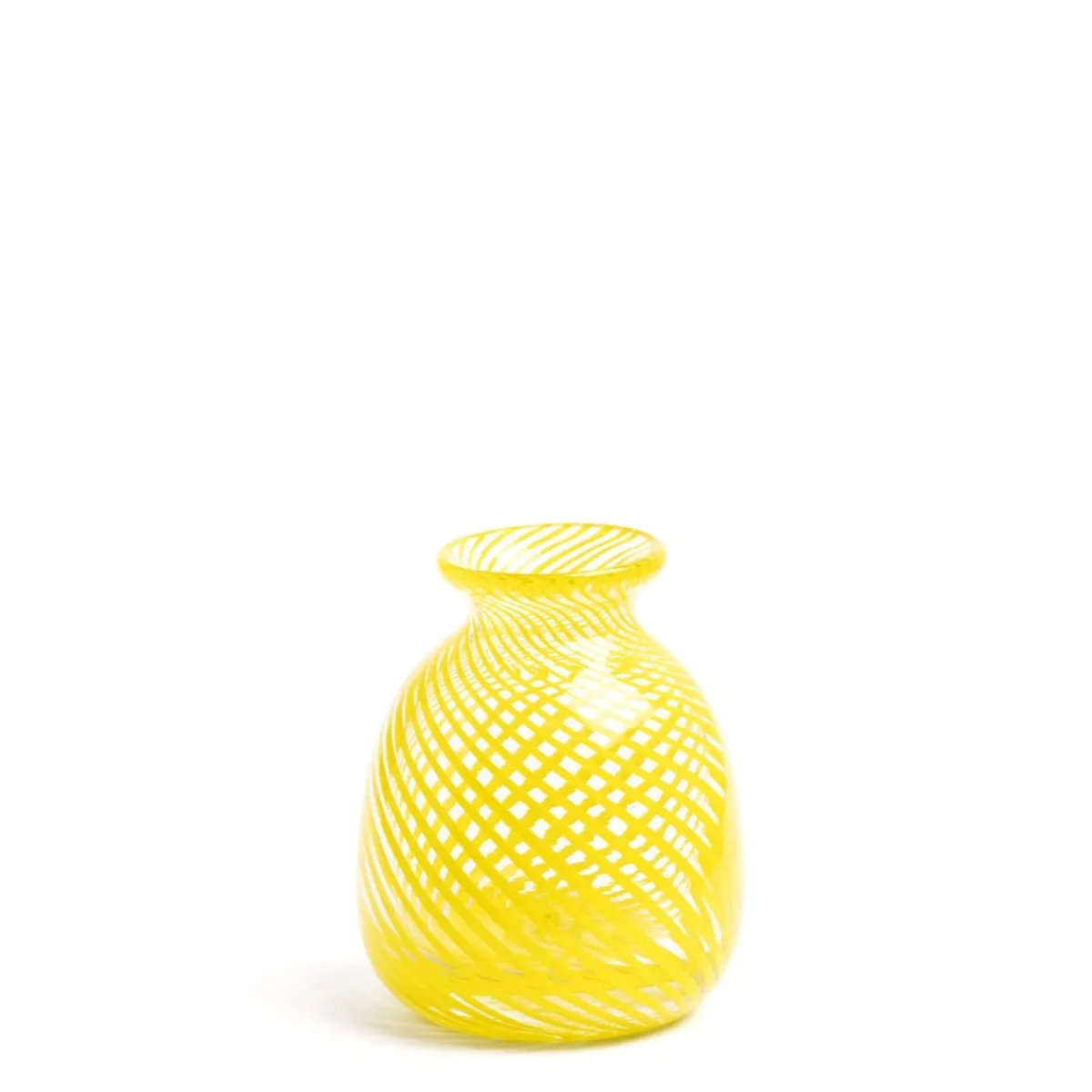 Daylesford Organic Miro Yellow Spiral Stripe Vase- Vases & Flowers|Vases
