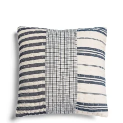 Daylesford Organic Patchwork Cushion Navy & White- Throws & Cushions