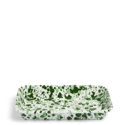 Daylesford Organic Splatter Large Rectangular Dish Green Enamel- Tableware