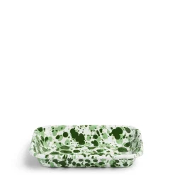 Daylesford Organic Splatter Small Rectangular Dish Green Enamel- Tableware