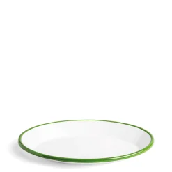 Daylesford Organic White & Green Enamel Oval Plate- Tableware