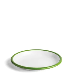 Daylesford Organic White & Green Enamel Plate 26cm- Tableware