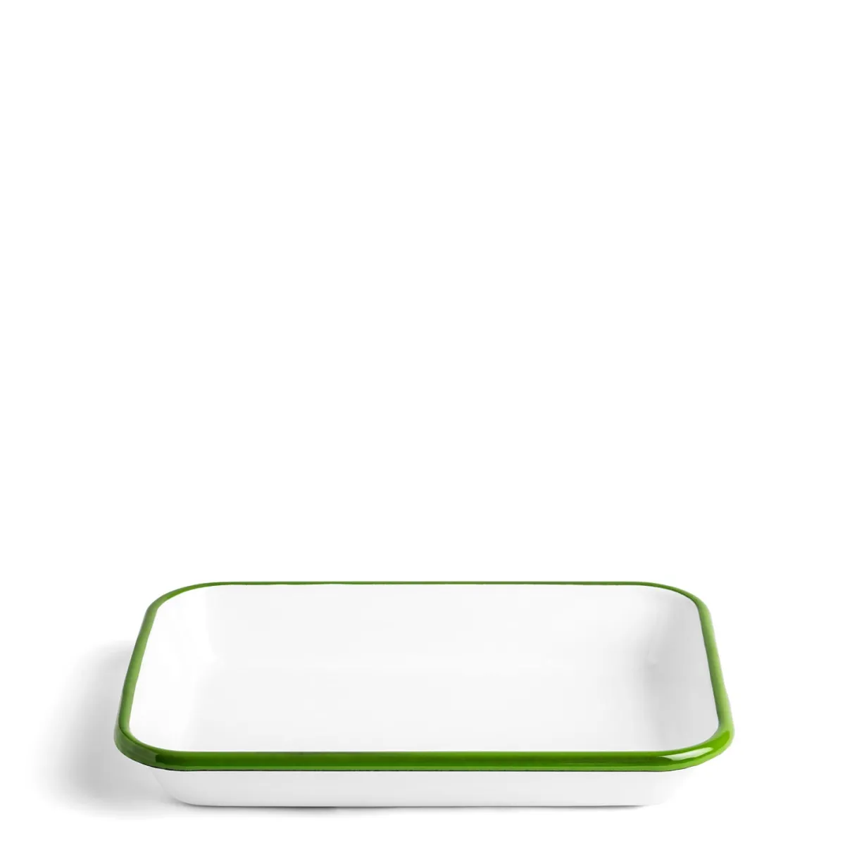 Daylesford Organic White & Green Enamel Rectangular Dish 26cm- Tableware
