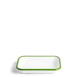 Daylesford Organic White & Green Enamel Rectangular Dish 21cm- Tableware