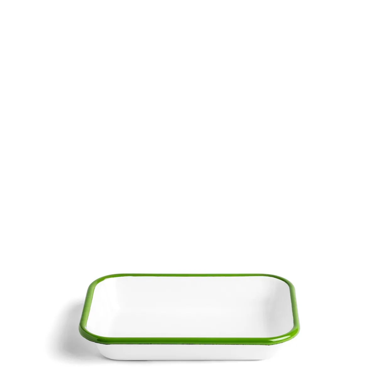 Daylesford Organic White & Green Enamel Rectangular Dish 21cm- Tableware
