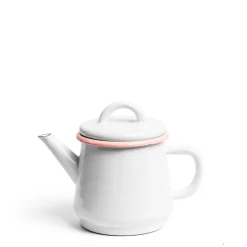 Daylesford Organic White & Pink Enamel Teapot- Tableware
