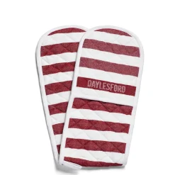 Daylesford Organic White & Red Stripe Double Oven Glove- Aprons & Tea Towels